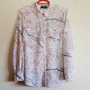 Karl Lagerfeld Pink Paris Map Blouse Size M